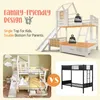 A collage of images showing a white bunk bed with a slide and a black bunk bed. Náhled obrázku produktu