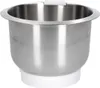A stainless steel mixing bowl with a white base and a white handle attachment at the top. Náhled obrázku produktu