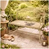 Gartenbank Schmetterling creme Metallbank mit Motiv Produktbild-Vorschau 1
