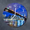Glasuhr Wanduhr Küchenuhr Echt-Glas 30fi cm Brücke blau Produktbild-Vorschau 2