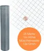 A roll of wire mesh is shown next to a graphic overlay with product specifications. Produktbild-Vorschau