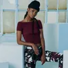 Urban Classics Ladies - Off Shoulder Rib Top red wine - M Produktbild-Vorschau 7