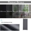 A collage of images showing different shading levels of curtains and a close-up of curtain fabric. Produktbild-Vorschau