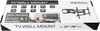 The image shows the packaging of a TV wall mount. The box is white with black text and graphics, and features an image of the product itself and a diagram of its features. Produktbild-Vorschau