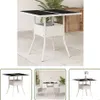 The Living Store Gartentisch mit Glasplatte Weiß 80x80x75 Produktbild-Vorschau 1