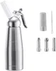 A stainless steel whipped cream dispenser and its accessories are displayed against a white background. Produktbild-Vorschau