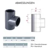 5er PVC T-Stück 90 Grad D 50 mm Produktbild-Vorschau 3