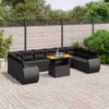 vidaXL 11-tlg. Garten-Sofagarnitur mit Kissen Schwarz Poly Produktbild-Vorschau 2