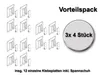 A diagram showing multiple sets of adhesive plates and clamping shoes, with text indicating a value pack. Produktbild-Vorschau