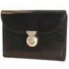A black leather wallet with a silver clasp is shown against a white background. Produktbild-Vorschau