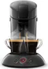 A black Philips Senseo coffee machine brewing coffee into two glass cups. Podgląd zdjęcia produktu