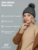 gefütterte Damen Strickmütze Fell-Bommel Fleece-Futter Produktbild-Vorschau 3