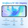Marketing image showing a smartphone with its display and feature callouts. Produktbild-Vorschau