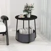 Tavolino rotondo COSTWAY, tavolino da divano con cestino Anteprima dell’immagine prodotto 8