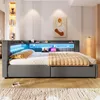 Letto imbottito idraulico Flieks 140x200 cm con LED, divano Anteprima dell’immagine prodotto 3