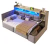 Samt Schlafsofa mit USB & Typ-C, LED-Licht, 2 Schubladen & Produktbild-Vorschau 10
