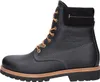 A side view of a black leather boot with tan laces and a tan sole. Anteprima dell’immagine prodotto