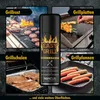 A collage of images showing different grilling surfaces and food, with a spray can in the center. Produktbild-Vorschau