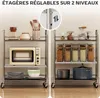 HOMCOM Desserte cuisine, chariot de service à 3 niveaux en Voir les images du produit 4