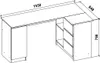 A technical drawing of a white corner desk with dimensions indicated. Náhľad obrázku produktu
