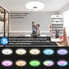 A ceiling light with a mother and child in the background, and a phone displaying the light. Voir les images du produit