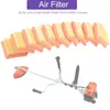 A collection of air filters is shown above a string trimmer. Náhled obrázku produktu