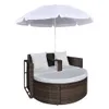 vidaXL Gartenbett mit Sonnenschirm Braun Poly Rattan Produktbild-Vorschau 4