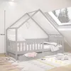 Hausbett ALVA aus Kiefer Massivholz, grau - Kinderbett mit Produktbild-Vorschau 1