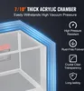 A close-up view of a thick acrylic chamber with glowing blue lines highlighting its edges, accompanied by feature callouts. Anteprima dell’immagine prodotto