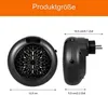 Product dimensions are shown for a mini heater. Produktbild-Vorschau