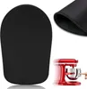 A collage showing a black mat for a kitchen appliance, a close-up of its material, and a red stand mixer in use. Produktbild-Vorschau