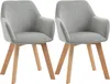 Two gray upholstered chairs with wooden legs are shown against a white background. Podgląd zdjęcia produktu