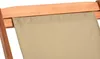 Close-up of the top edge of a beige fabric sling on a wooden chair frame. Produktbild-Vorschau