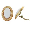 Clip Ohrring 30x21mm oval weiß mit Rahmen goldfarbig Produktbild-Vorschau 3