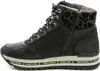A side view of a black high-top sneaker with leopard print accents. Anteprima dell’immagine prodotto