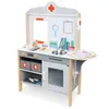 A wooden toy doctor's office playset with various accessories. Anteprima dell’immagine prodotto