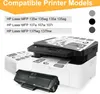 A printer and toner cartridge are shown with compatible printer models listed. Produktbild-Vorschau