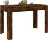A wooden dining table with two mugs and a bowl of fruit on top. Náhled obrázku produktu
