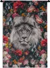 MuchoWow® Wandteppich Wandbehang Löwe - Profil - Blumen Produktbild-Vorschau 1