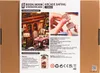 The image shows the packaging of a Rolife 3D-Holz-Puzzle Book Nook 'Arcade Dating'. It includes a picture of the assembled product, a close-up of hands assembling a part, and product information. Podgląd zdjęcia produktu