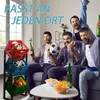 Four men are watching a soccer game and celebrating. Anteprima dell’immagine prodotto