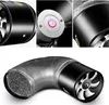 A collage of close-up shots of a black exhaust fan and a flexible duct, showcasing different angles and details of the product. Náhled obrázku produktu