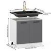 ULWEHOME | Spülenunterschrank 80 cm Anthrazit, Produktbild-Vorschau 2