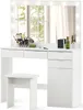 CLIPOP Schminktisch mit Hocker, 105x40x140cm 4 Schubladen Produktbild-Vorschau 1