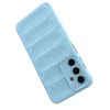 A light blue phone case with a ribbed texture is shown against a white background. Produktbild-Vorschau