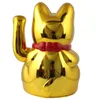 A golden Maneki Neko cat figurine with a red collar. Produktbild-Vorschau