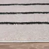 A close-up view of a rug with horizontal stripes. Produktbild-Vorschau