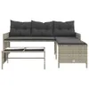 Gartensofa in L-Form mit Tisch und Kissen Hellgrau Poly Produktbild-Vorschau 4