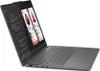 A laptop is shown at an angle on a white background, displaying code and app interfaces on its screen. Produktbild-Vorschau