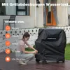 A woman is putting a cover on a black grill outdoors. Anteprima dell’immagine prodotto